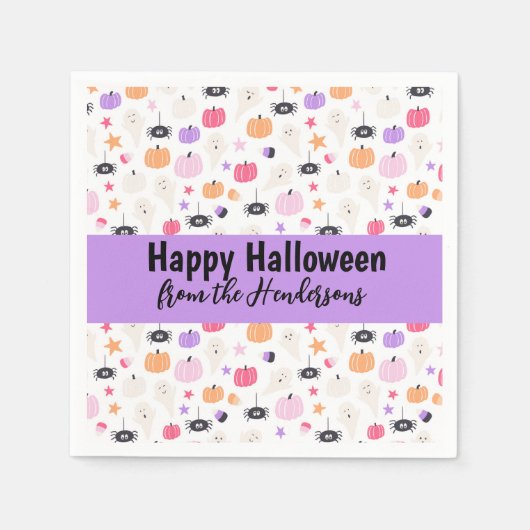 Serviette En Papier Super mignonne Moderne violet citrouille Halloween (Devant)