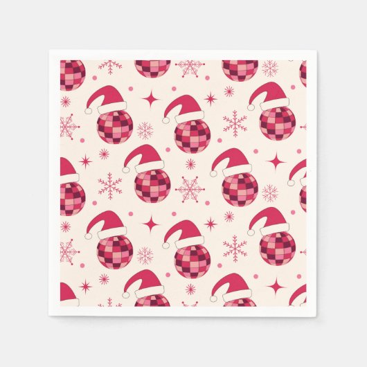 Serviette En Papier Super Noël Père Noël Disco Balls Motif (Devant)
