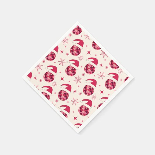 Serviette En Papier Super Noël Père Noël Disco Balls Motif (Coin)