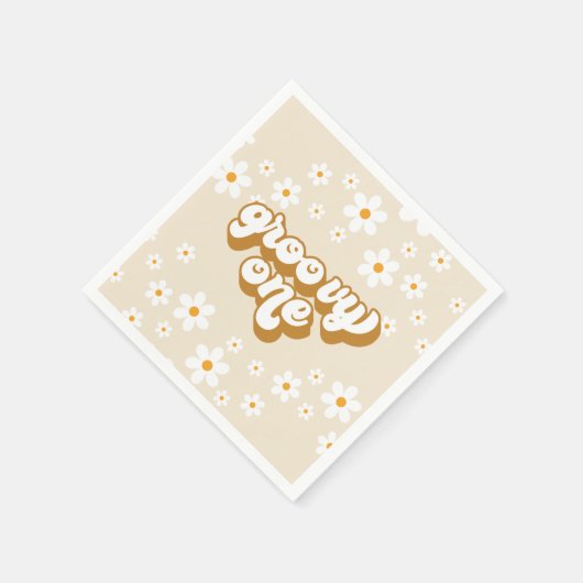 Serviette En Papier Super One Retro Daisy 1er anniversaire (Coin)