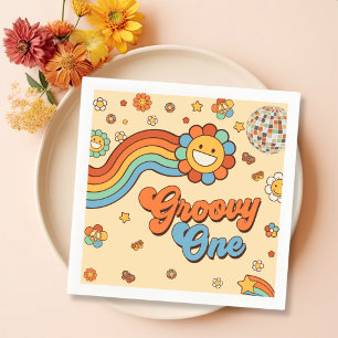 Serviette En Papier Super One Retro Rainbow 1er anniversaire