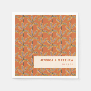Serviette En Papier Super palmiers tropicaux brûlés Orange Mariage