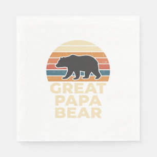 Serviette En Papier Super Papa Ours Rétro Coucher de Soleil Vintage De