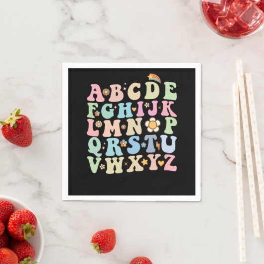 Serviette En Papier Super PrK Kindergarten Alphabet ABC Retro (En situation)