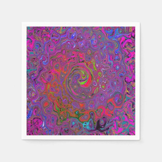 Serviette En Papier Super psychédélique Magenta Retro Liquide Swirl (Devant)