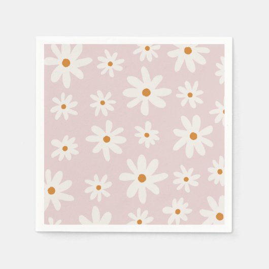 Serviette En Papier Super Retro Blush Rose Daisy (Devant)