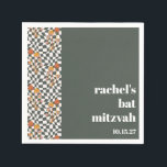 Serviette En Papier Super Retro Green Champignons Bat mitzvah personna<br><div class="desc">Champignons verts super Retro Bat mitzvah personnalisés</div>