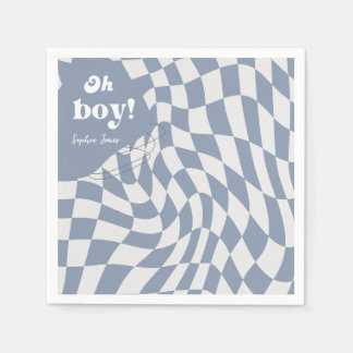Serviette En Papier Super Rétro Oh Mon Garçon ! à damiers Baby showers