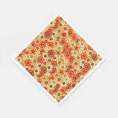 Serviette En Papier Super Retro Orange Hippie Fleurs Motif (Coin)
