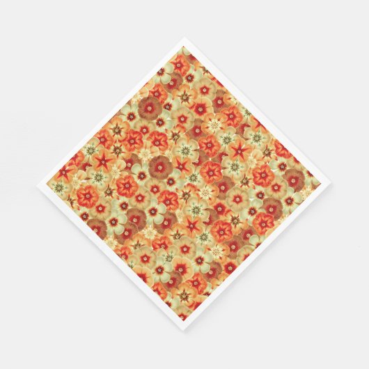 Serviette En Papier Super Retro Orange Hippie Fleurs Motif (Coin)