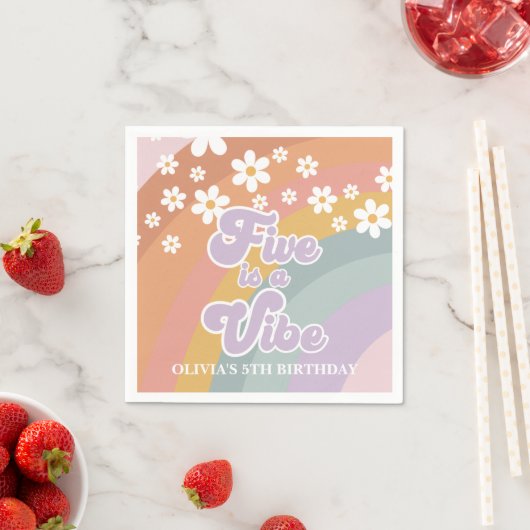 Serviette En Papier Super Retro Rainbow Five est une Vibe (En situation)