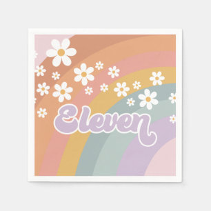 Serviette En Papier Super Retro Rainbow Onzième anniversaire