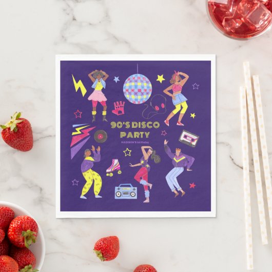 Serviette En Papier Super Roller Disco Purple Party Millennial Retro (En situation)