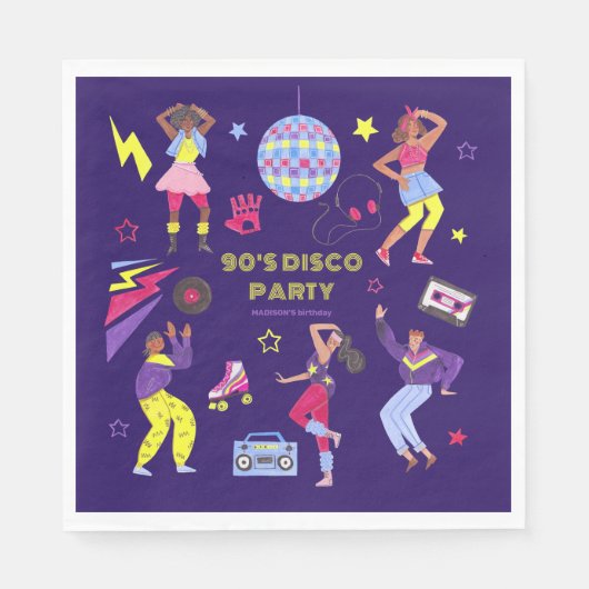 Serviette En Papier Super Roller Disco Purple Party Millennial Retro (Devant)
