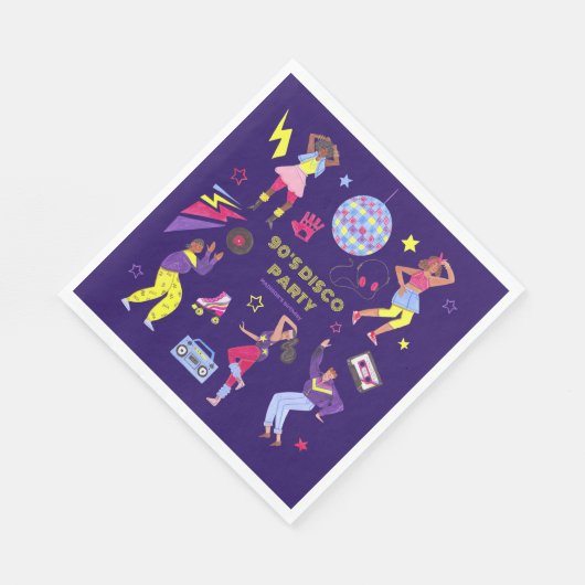 Serviette En Papier Super Roller Disco Purple Party Millennial Retro (Coin)