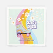 Serviette En Papier Super Rollersking Retro Rainbow Anniversaire (Devant)