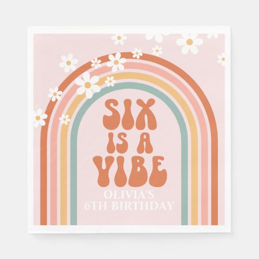 Serviette En Papier Super Six est une vibe margueuse arc-en-ciel 6e an (Devant)