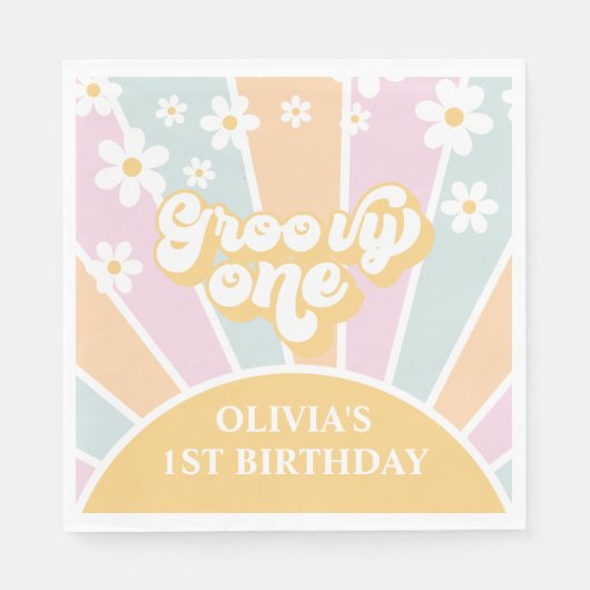 Serviette En Papier Super Un pastel Retro Sunshine daisy boho (Devant)