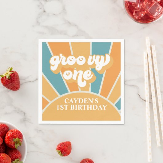 Serviette En Papier Super Un Retro Sunshine Boy Papier d'anniversaire (En situation)