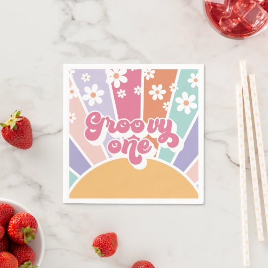 Serviette En Papier Super un Sunshine rétro Rainbow Daisy (En situation)