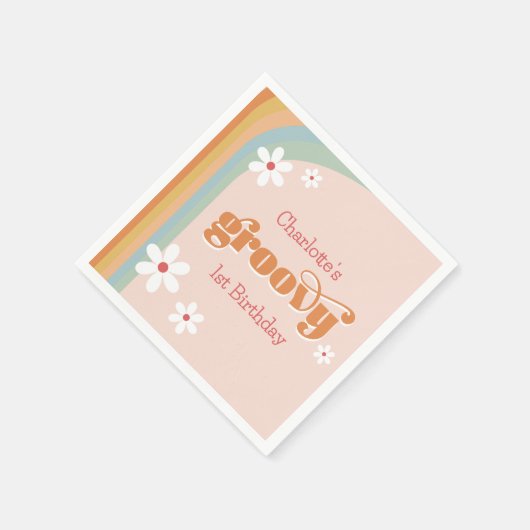 Serviette En Papier Super White Daisies Fille 1er anniversaire (Coin)