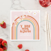 Serviette En Papier Super Young Wild Trois marguerites arc-en-ciel 3e  (En situation)