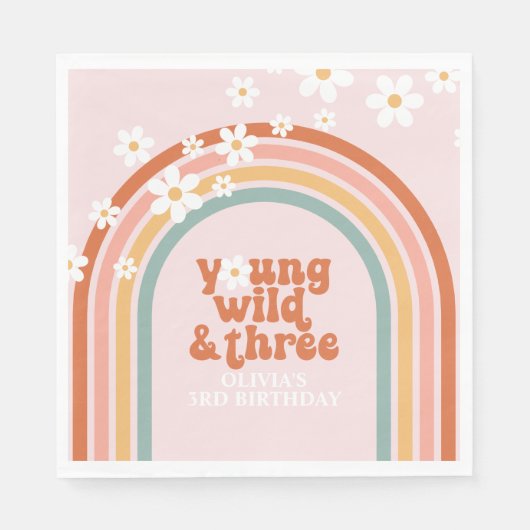 Serviette En Papier Super Young Wild Trois marguerites arc-en-ciel 3e (Devant)