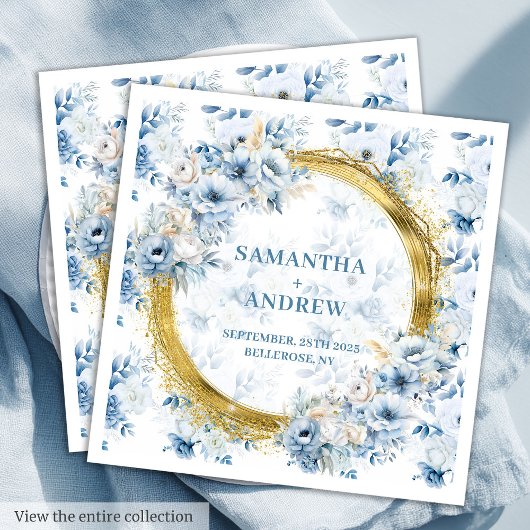 Serviette En Papier Superbe aquarelle bleu clair Mariage d'accentuatio