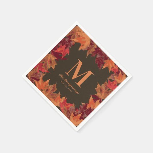 Serviette En Papier Superbe Automne Feuilles Monogramme automne (Coin)