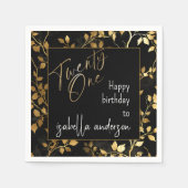 Serviette En Papier Superbe Black & Gold 21e fête d'anniversaire surpr (Devant)