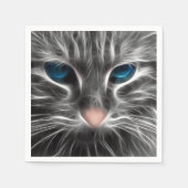 Serviette En Papier Superbe Chat aux Yeux Bleus (Devant)