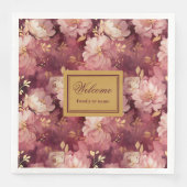 Serviette En Papier Superbe Dîner Personnalisé Blush Burgundy Gold (Devant)