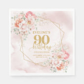 Serviette En Papier Superbe fête de 90e anniversaire rose vif (Devant)