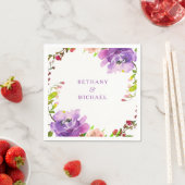 Serviette En Papier Superbe Mariage d'aquarelle violet (En situation)