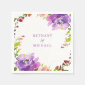 Serviette En Papier Superbe Mariage d'aquarelle violet (Devant)
