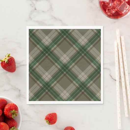 Serviette En Papier Superbe Plaid vert (En situation)