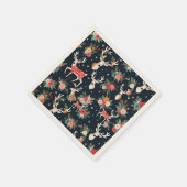 Serviette En Papier Superbe renne de Noël Floral (Coin)