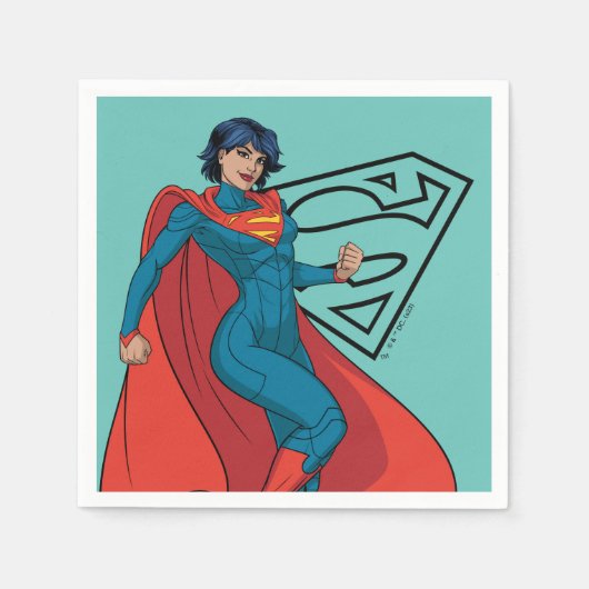 Serviette En Papier Supergirl Hovering en costume bleu (Devant)