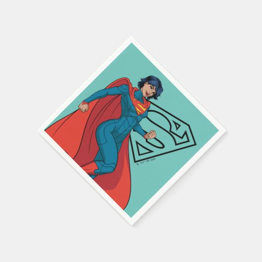 Serviette En Papier Supergirl Hovering en costume bleu (Coin)