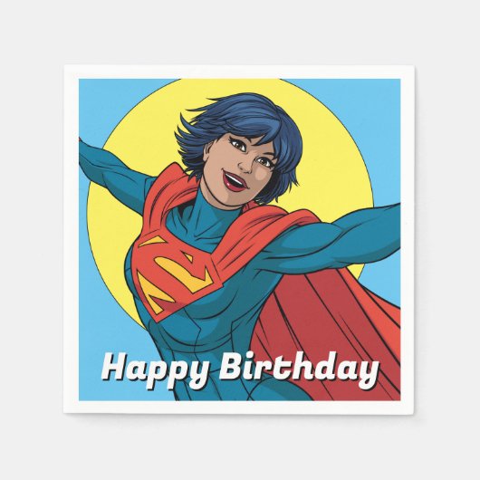 Serviette En Papier Supergirl volant en costume bleu (Devant)