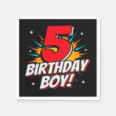 Serviette En Papier Superhero 5 ans Anniversaire Garçon 5e Anniversair (Devant)