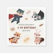 Serviette En Papier Superhero Animaux Belle fête Animaux Anniversaires (Devant)