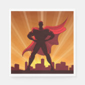 Serviette En Papier Superhero Avec Un Cap Rouge (Devant)