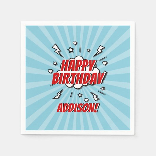 Serviette En Papier Superhero Comic Anniversaire Papier de fête Napkin (Devant)