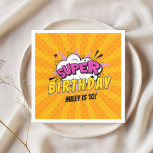 Serviette En Papier Superhero Comic Book Girl's mignon anniversaire