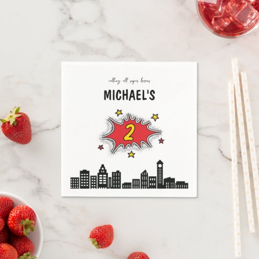 Serviette En Papier Superhero dynamique 2e anniversaire (En situation)