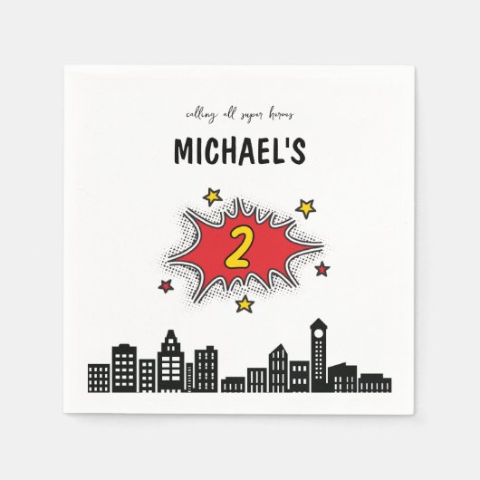 Serviette En Papier Superhero dynamique 2e anniversaire (Devant)