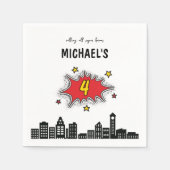 Serviette En Papier Superhero dynamique 4e anniversaire (Devant)