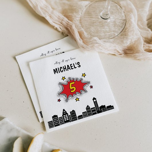 Serviette En Papier Superhero dynamique 5e anniversaire