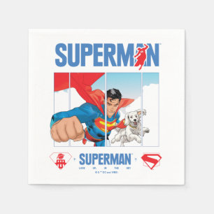 Serviette En Papier Superman et Krypto prennent l'avion